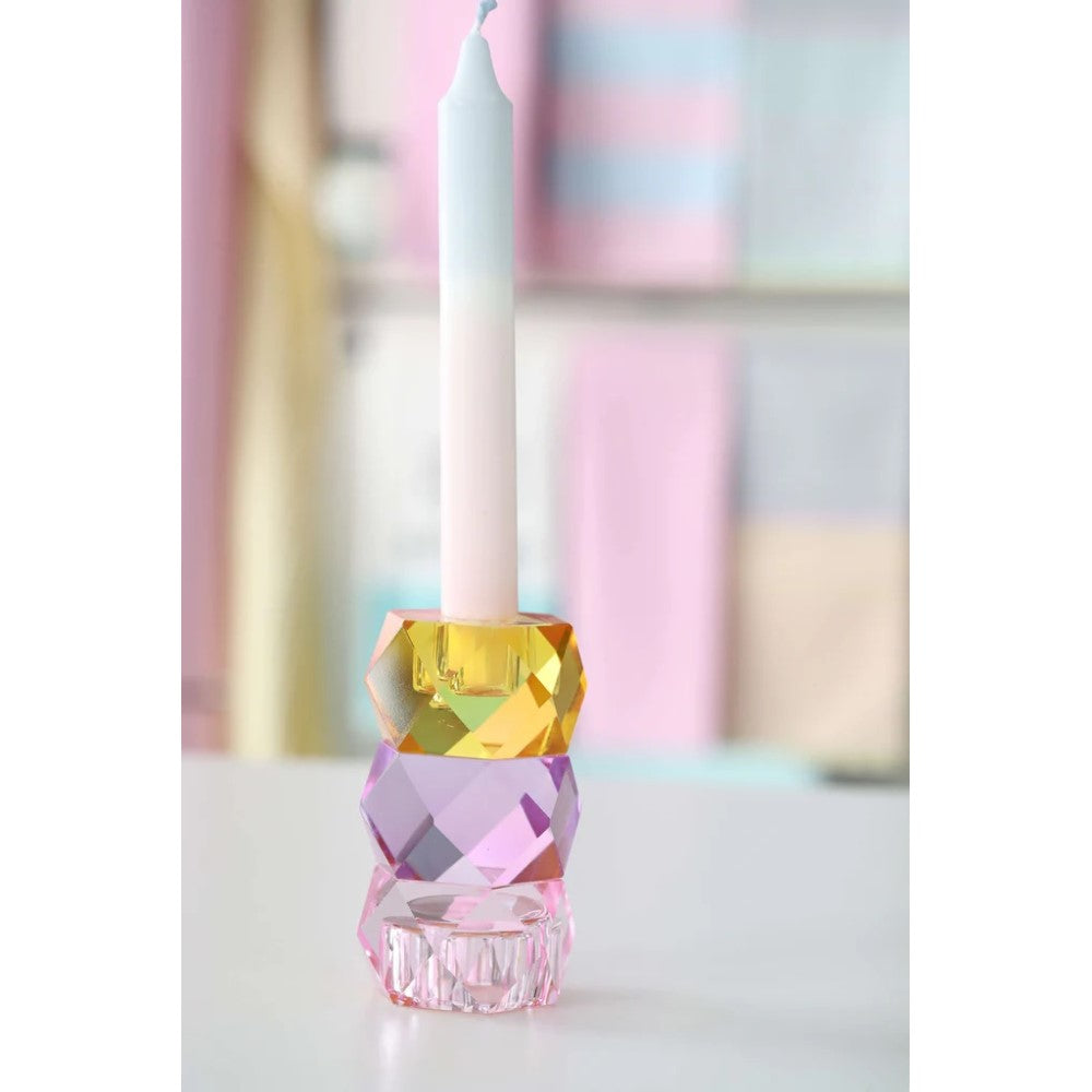 Candle Holder - 3 Parts - Purple, Yellow &amp; Rose