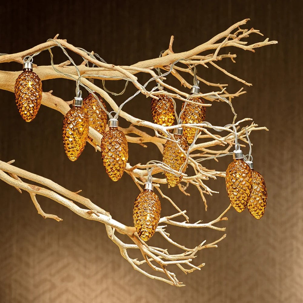 Set of 10 Pine Cone LED -Gold