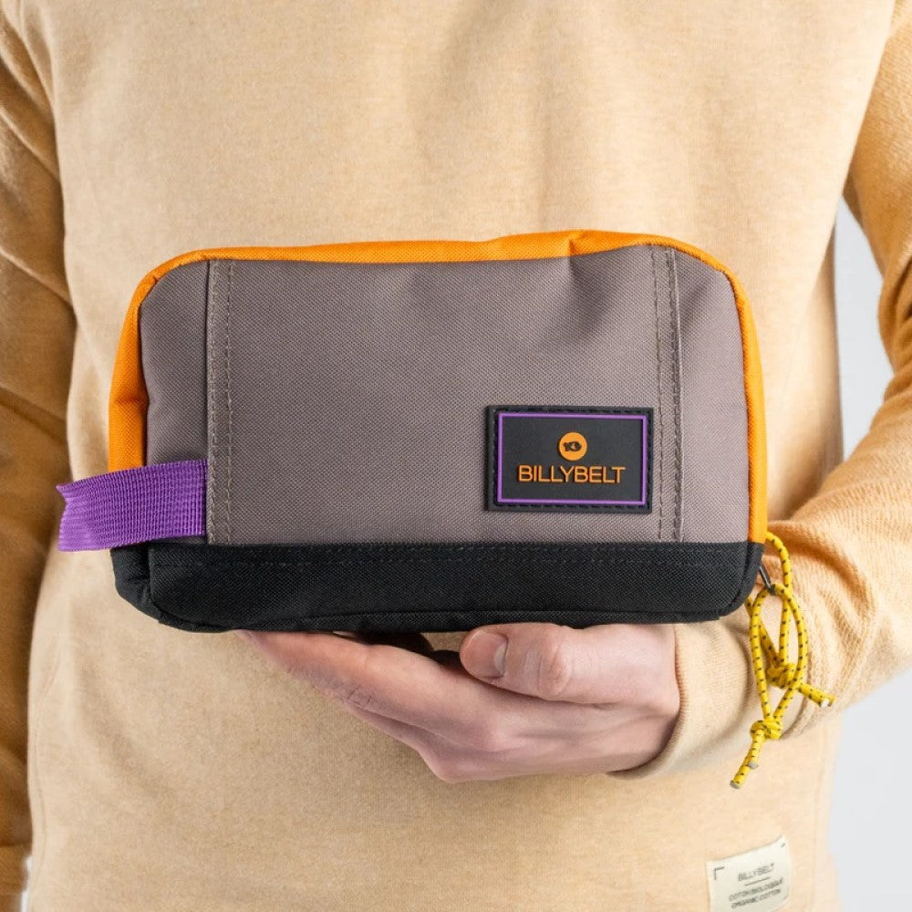 Toiletry Bag - Orange/Taupe brown