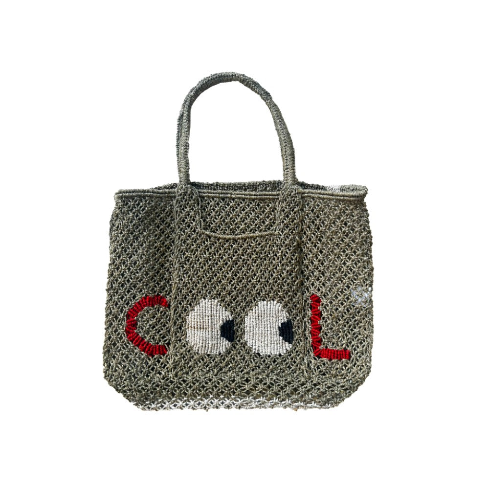 Jute Bag - Florence Cool Big Eyes, Khaki