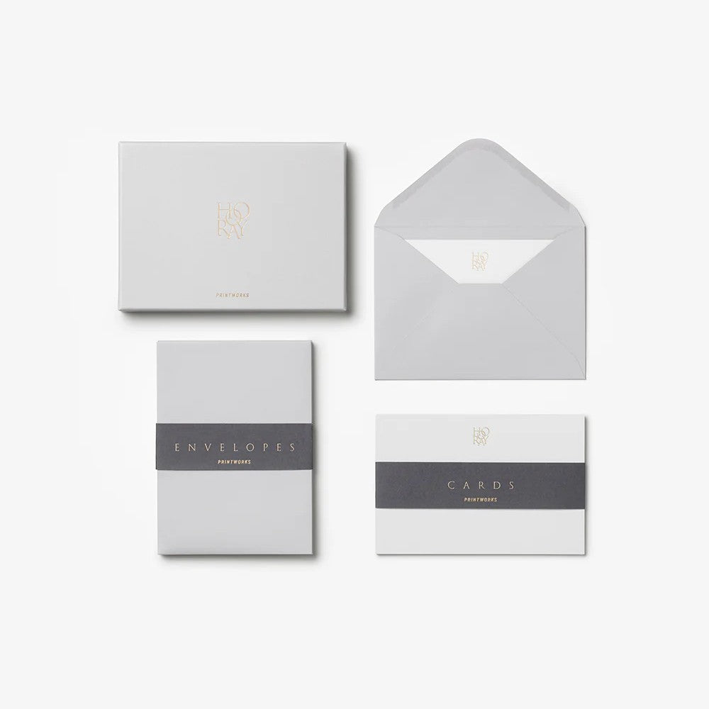 Card & Envelope Set - Hooray, Grey