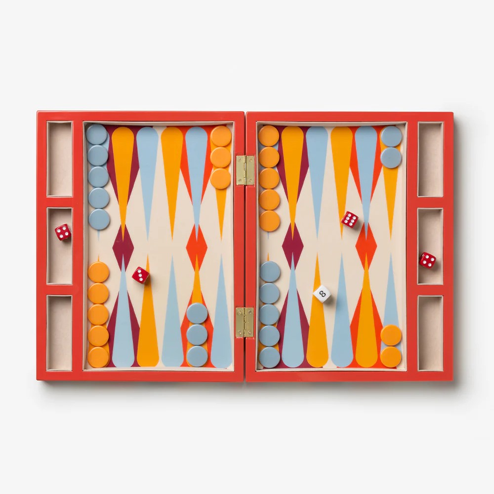 Lacquered Backgammon - Red
