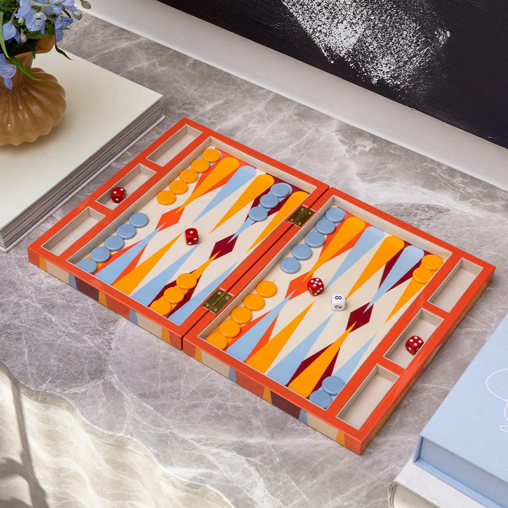 Lacquered Backgammon - Red