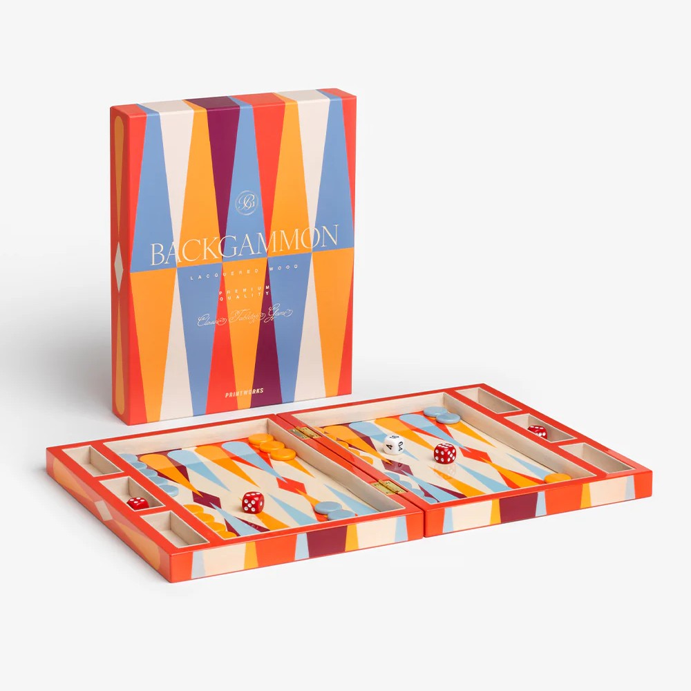 Lacquered Backgammon - Red