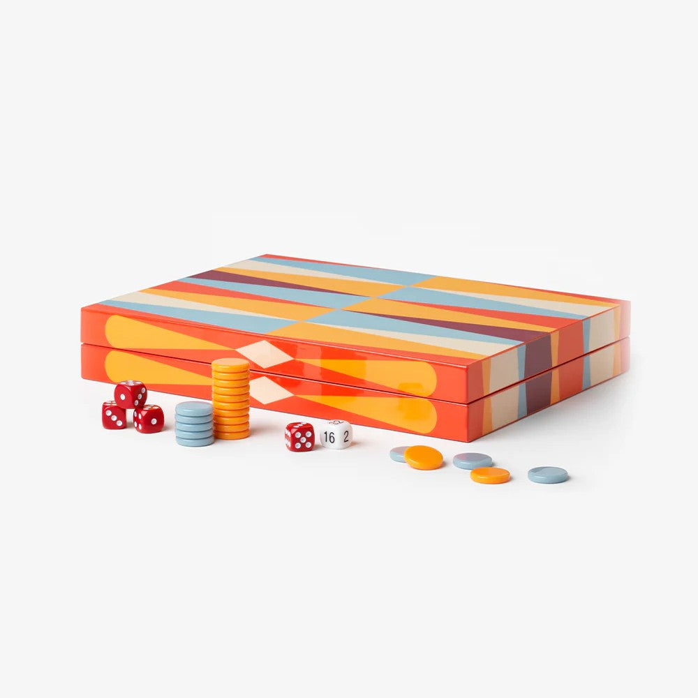Lacquered Backgammon - Red
