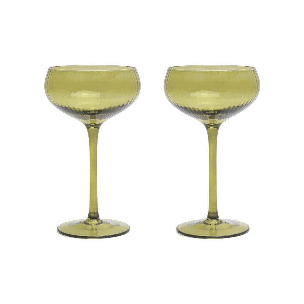 The Lou Coupe Glass, Set of 2 - Olive