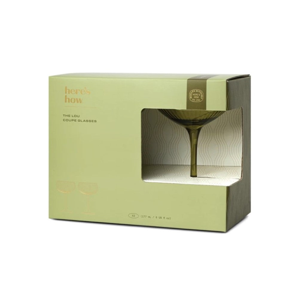 The Lou Coupe Glass, Set of 2 - Olive
