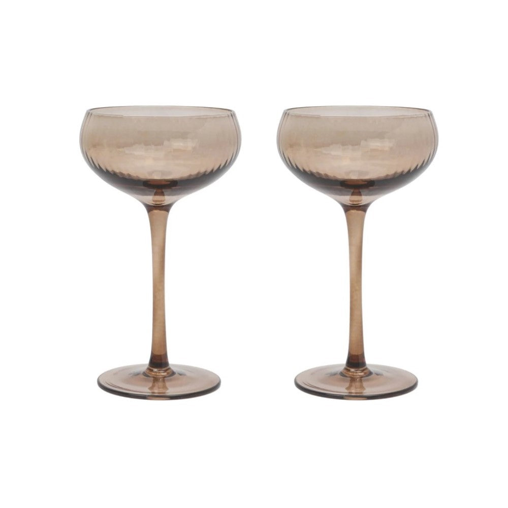 The Lou Coupe Glass, Set of 2 - Smoke