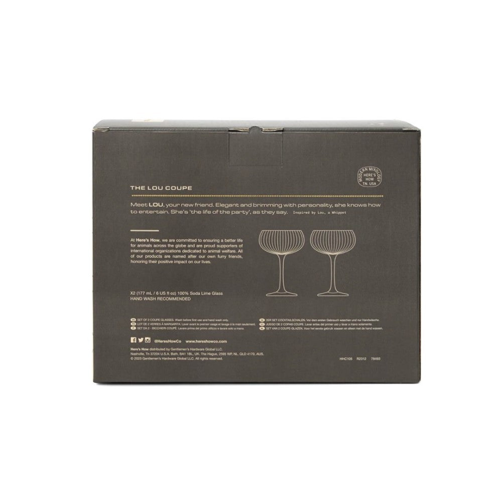 The Lou Coupe Glass, Set of 2 - Smoke