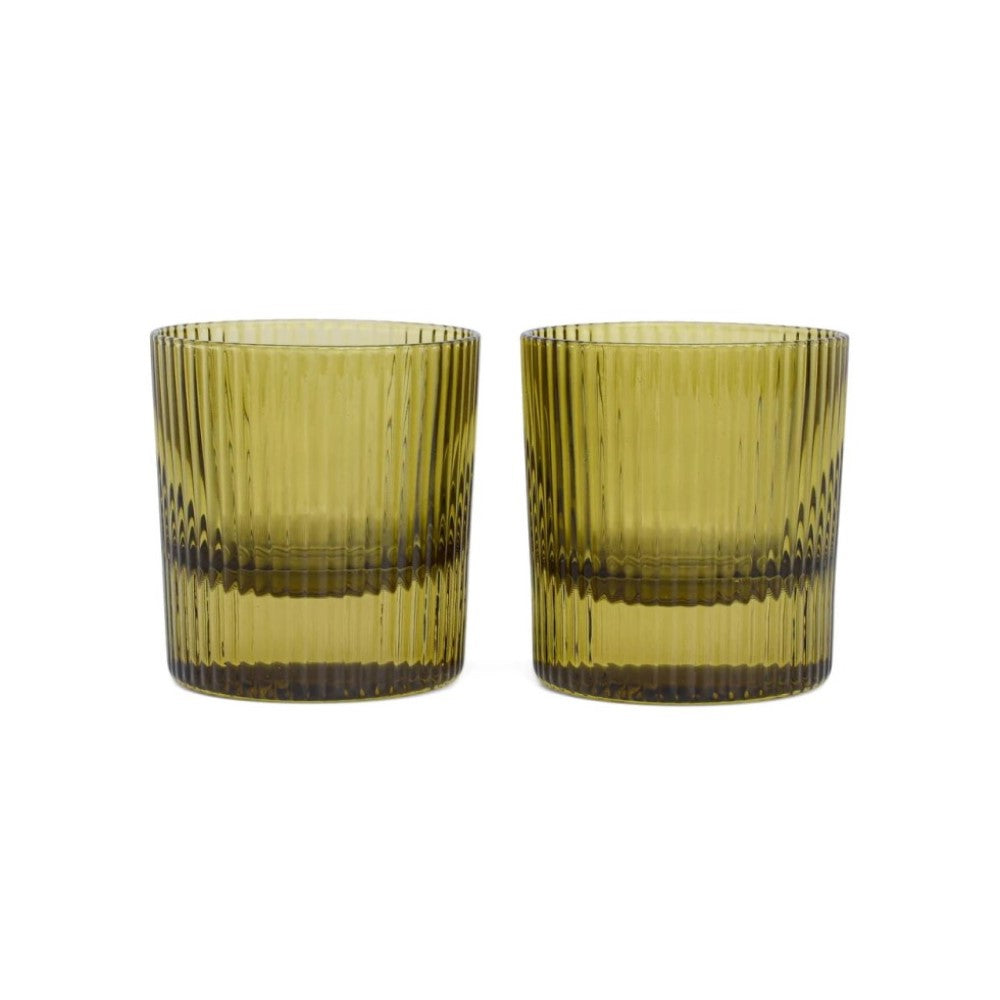 The Scout Lowball Glass, Set of 2 - Olive