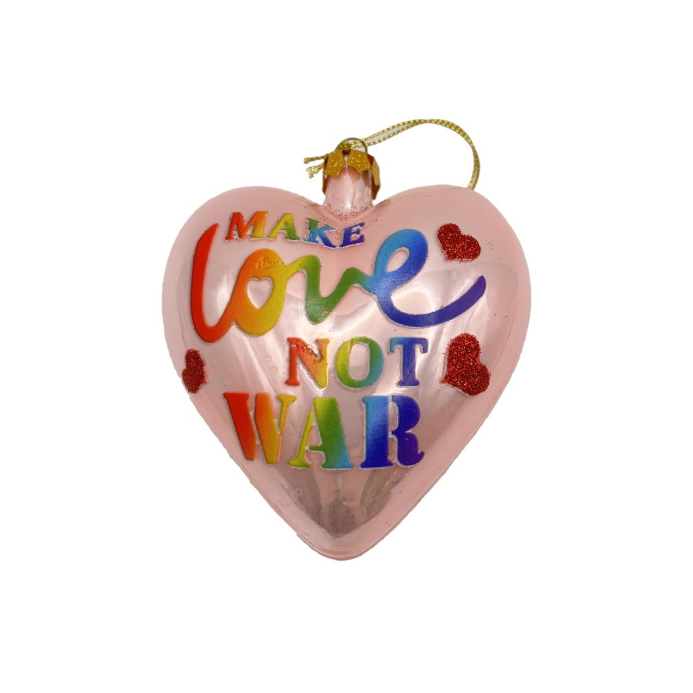 Glass Heart Ornament - Make Love Not War