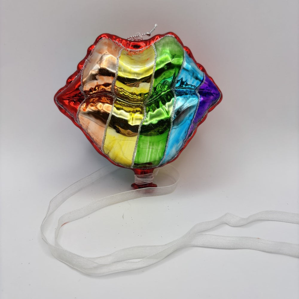 Rainbow Ballon Ornament - Lips & Heart