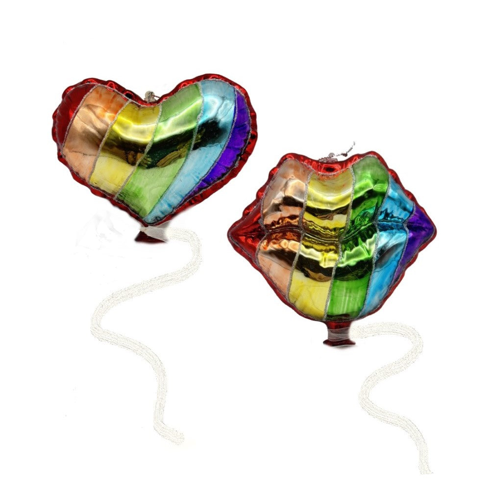 Rainbow Ballon Ornament - Lips & Heart