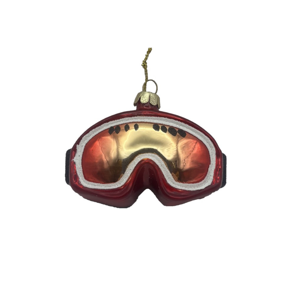 Glass Ornament Ski Goggles - Red/Gold