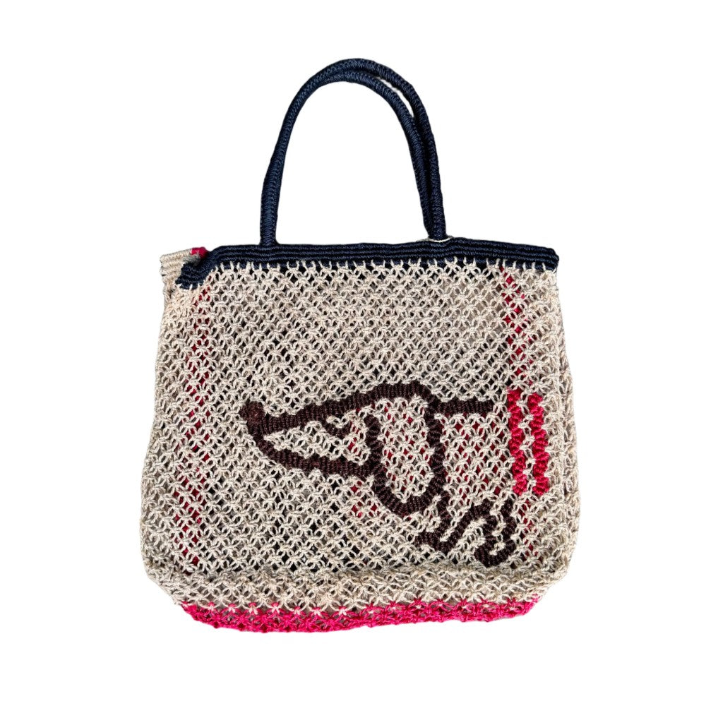 Jute Bag - Small Breton Dog, Dark Navy
