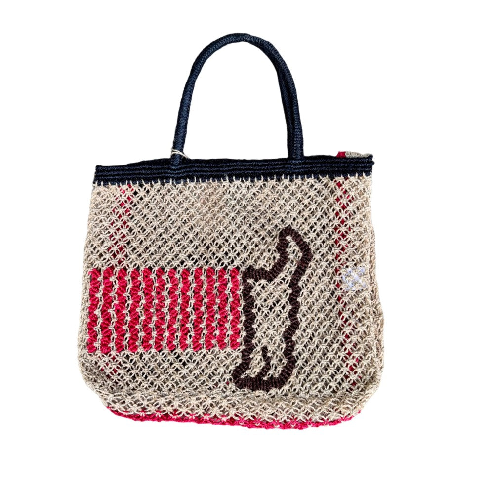 Jute Bag - Small Breton Dog, Dark Navy
