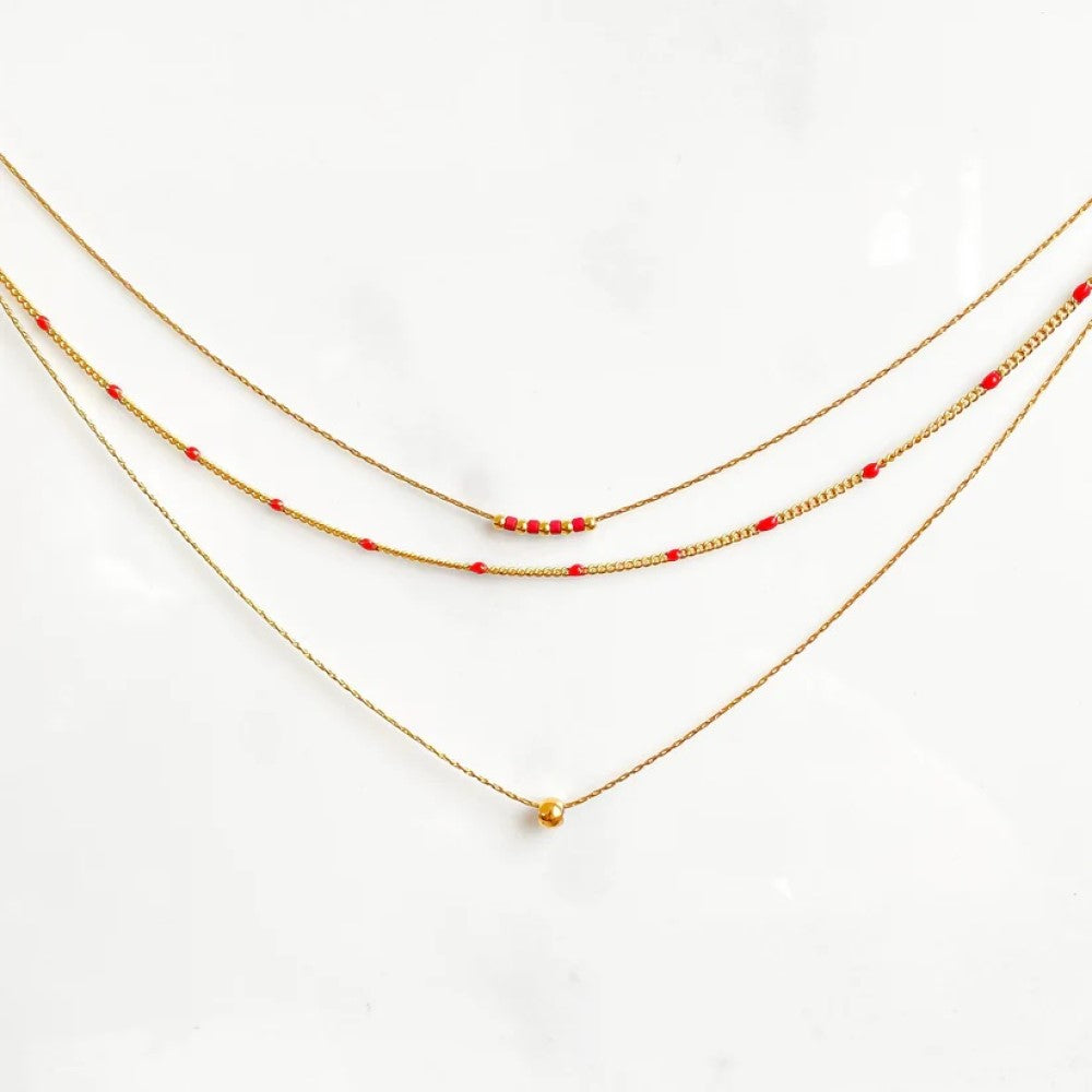 Triple Necklace - Anna Red