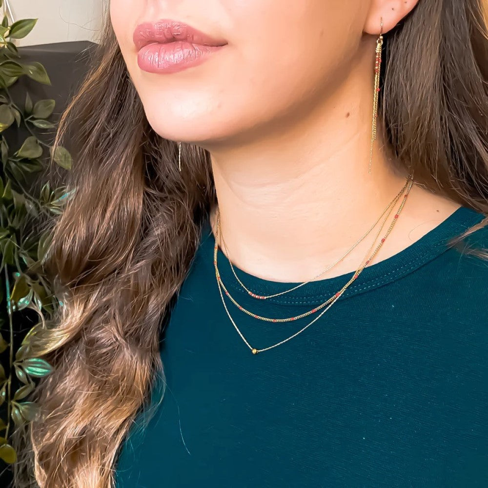 Triple Necklace - Anna Red