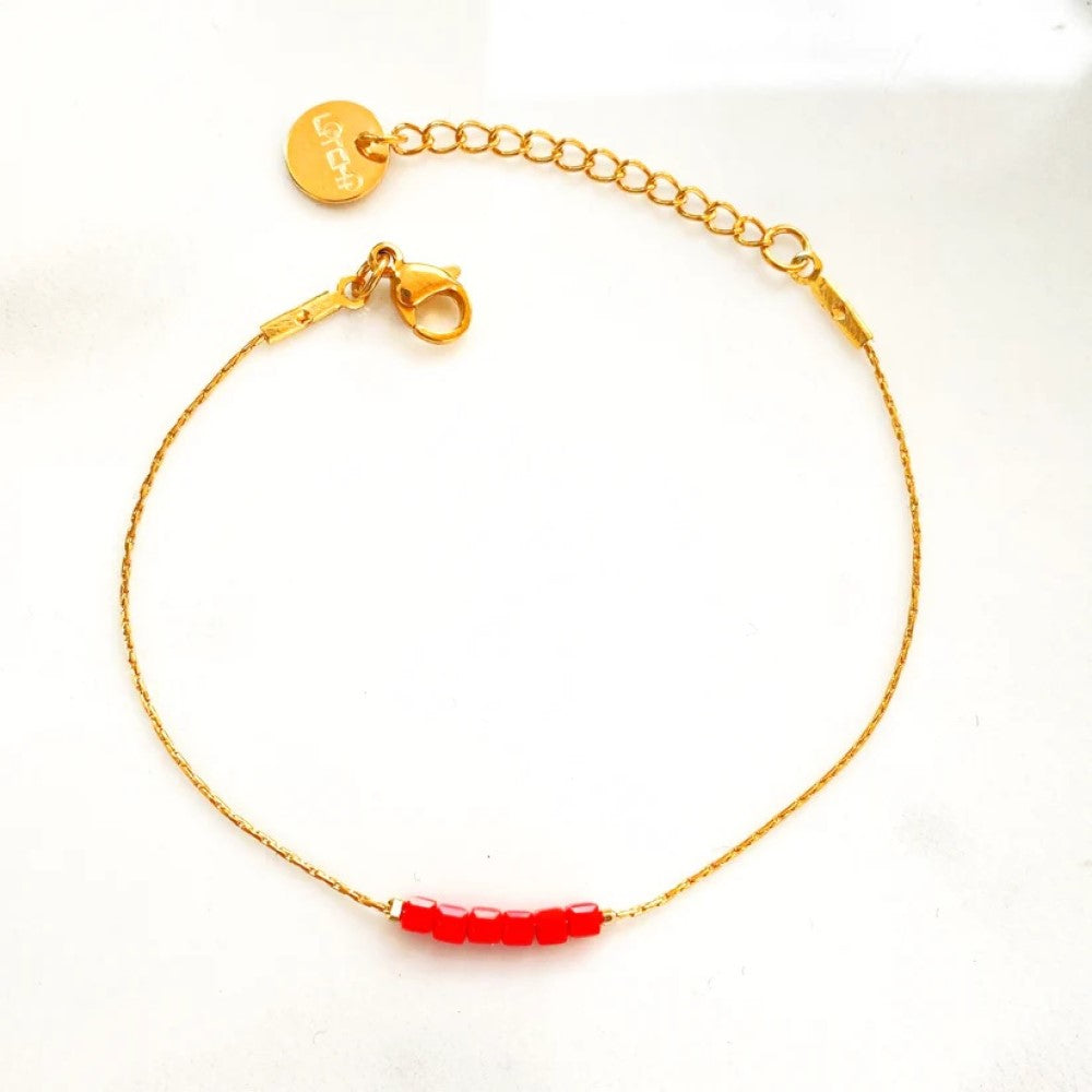 Bracelet - Simply Square Red