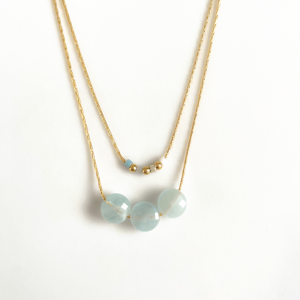 Necklace - Double Blue Mini moon