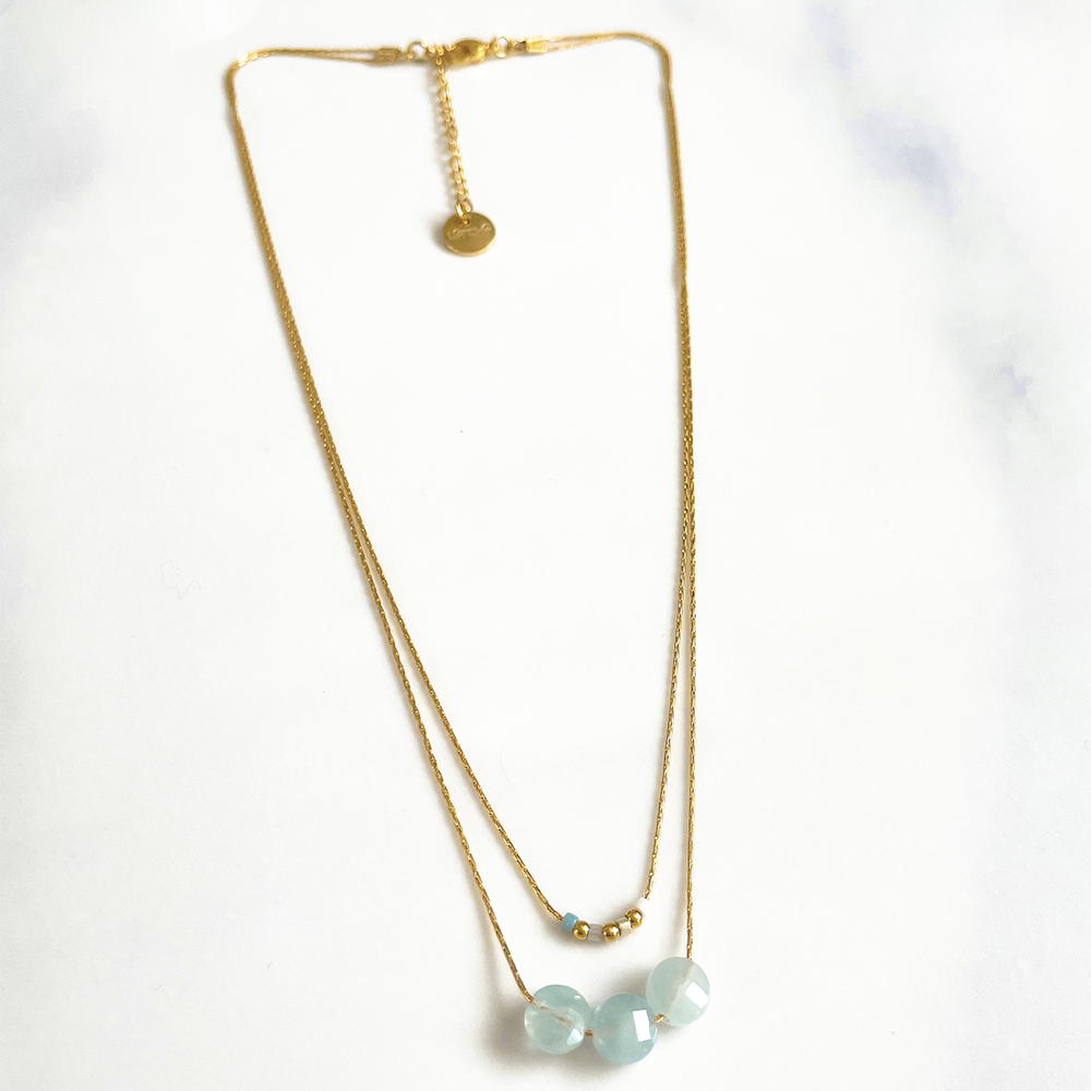 Necklace - Double Blue Mini moon