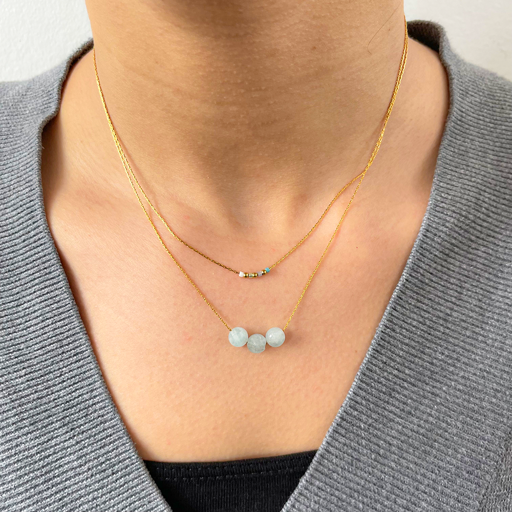 Necklace - Double Blue Mini moon