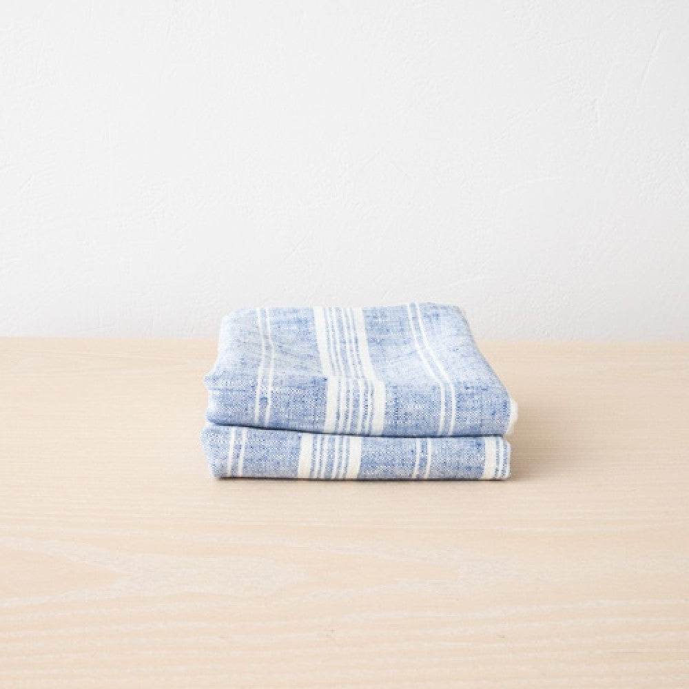 2x Multistripe Hand Towel - Blue/White