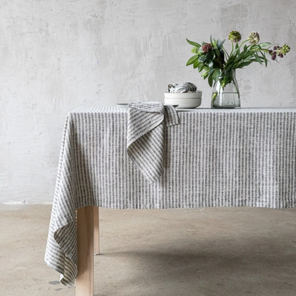 Linen Tablecloth -  Brittany - Black Natural