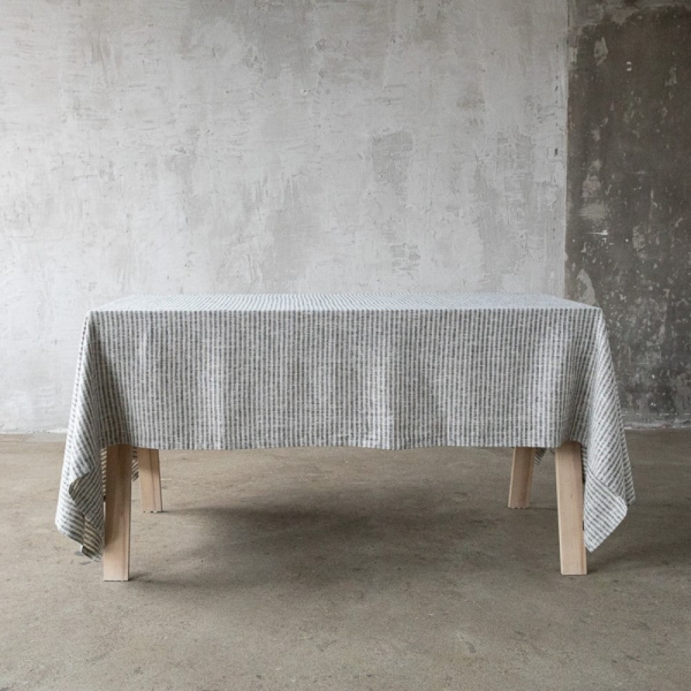 Linen Tablecloth -  Brittany - Black Natural