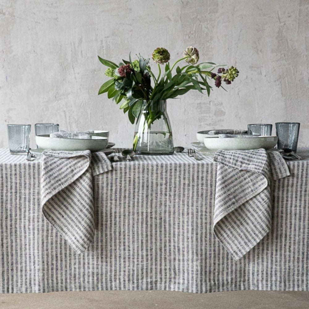 Linen Tablecloth -  Brittany - Black Natural