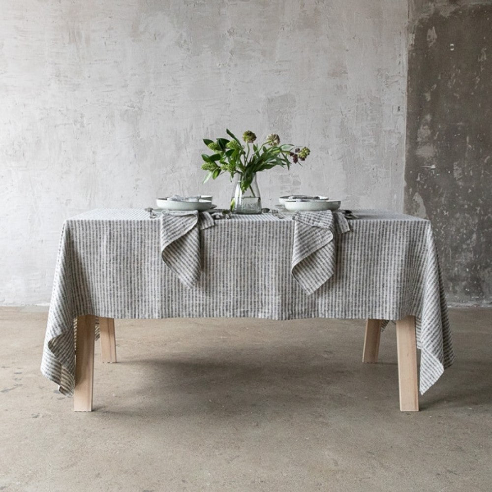 Linen Tablecloth -  Brittany - Black Natural