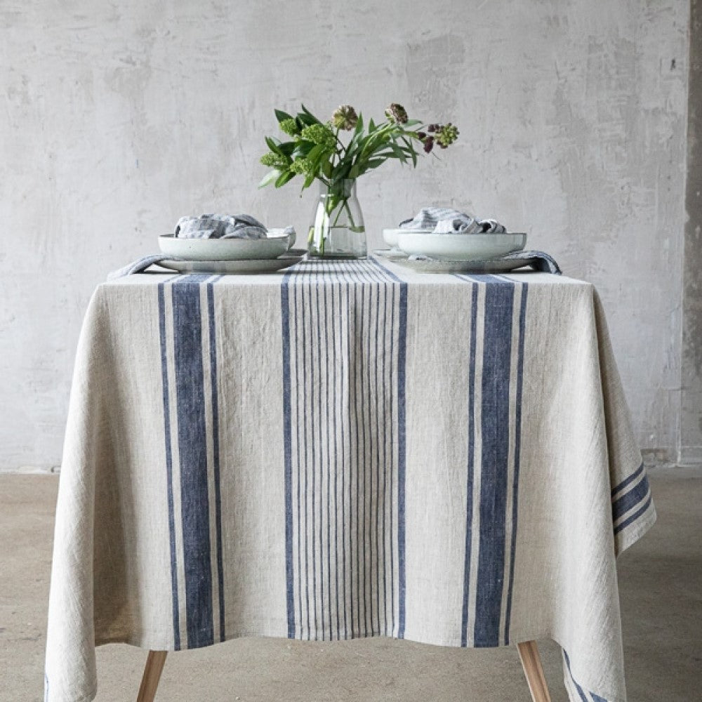 Linen Tablecloth - Provence - Indigo Natural