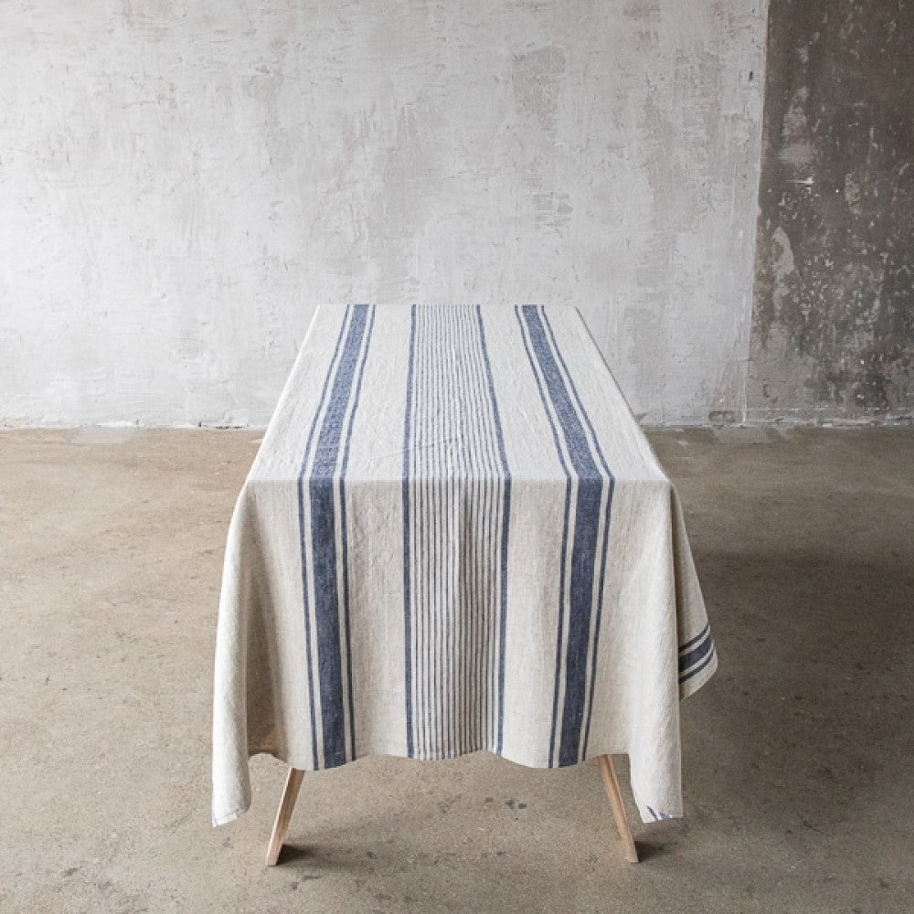 Linen Tablecloth - Provence - Indigo Natural