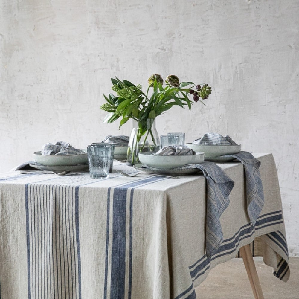 Linen Tablecloth - Provence - Indigo Natural