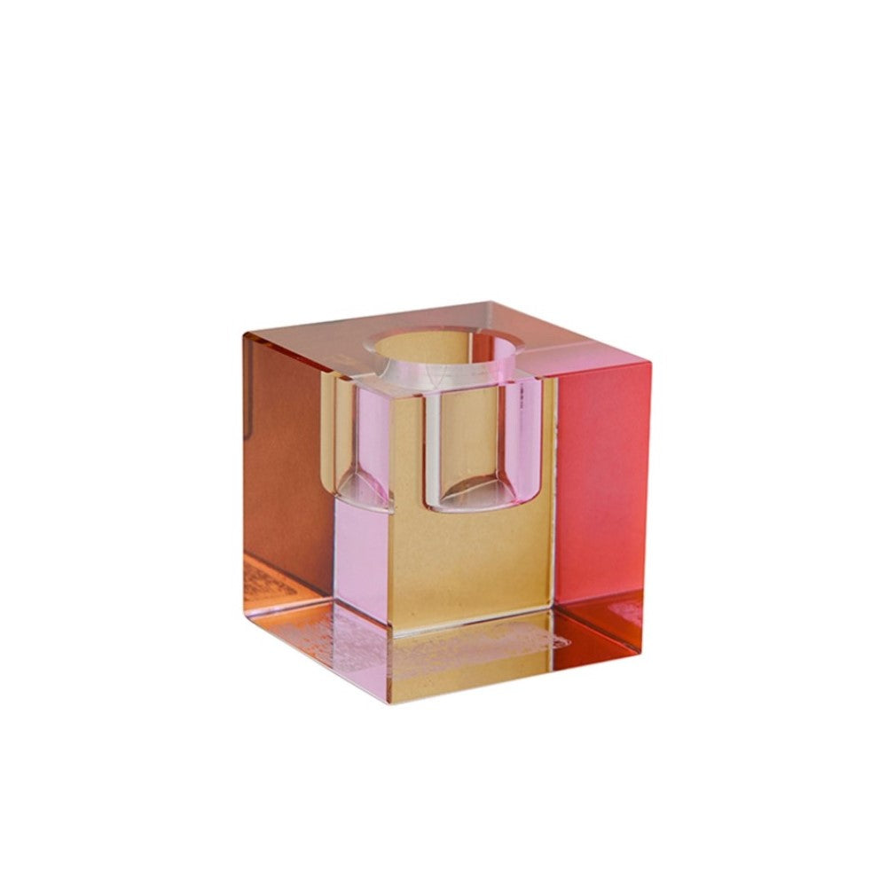 Cube Candle Holder - Pink &amp; Yellow