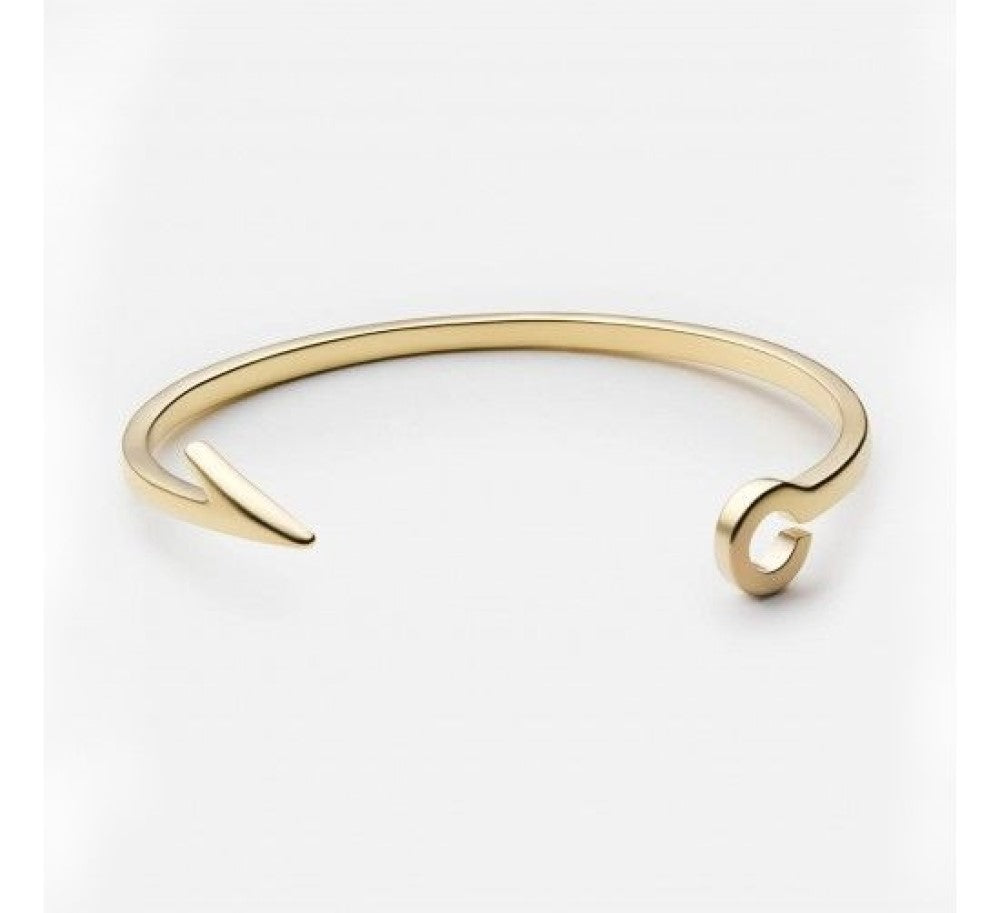 Bracelet - Thin Fish Hook Cuff, Gold Vermeil / S