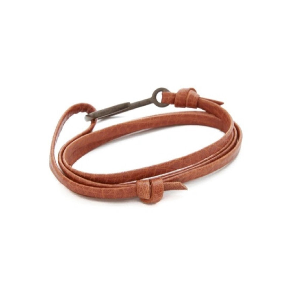 Bracelet - Hook, Rhodium / Leather