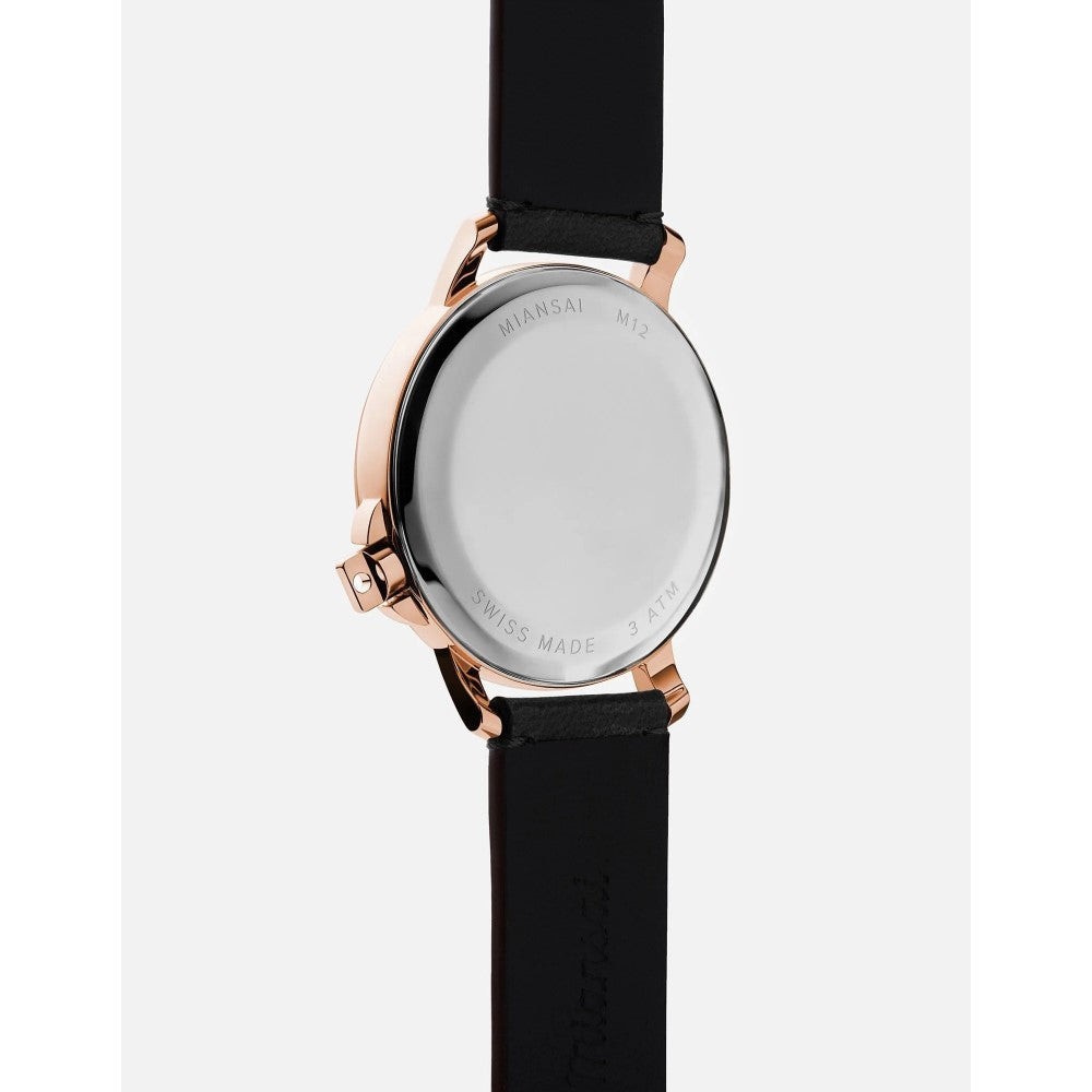 Watch - M12 Rose Gold/Black - Black Leather