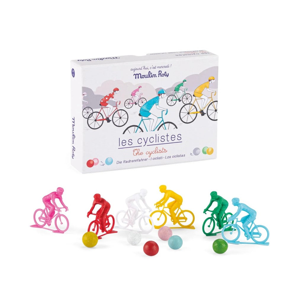 Juego de 6 ciclistas con canicas