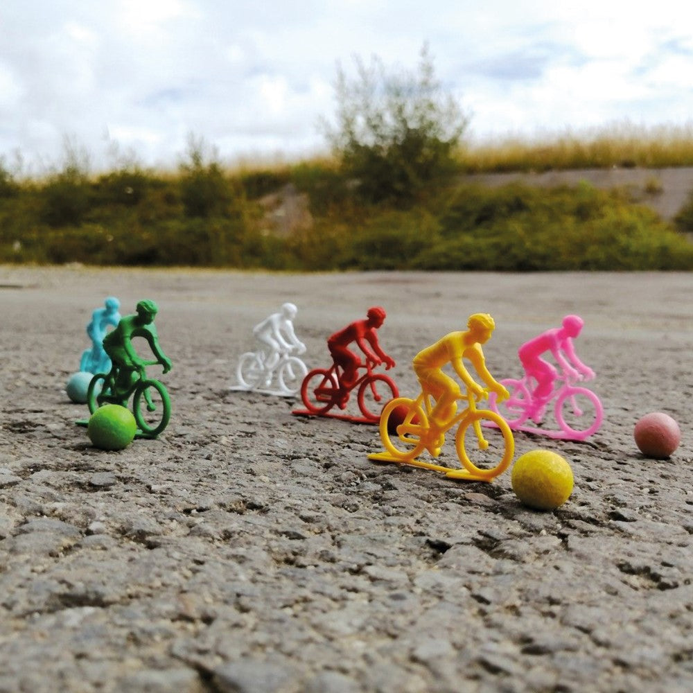 Juego de 6 ciclistas con canicas