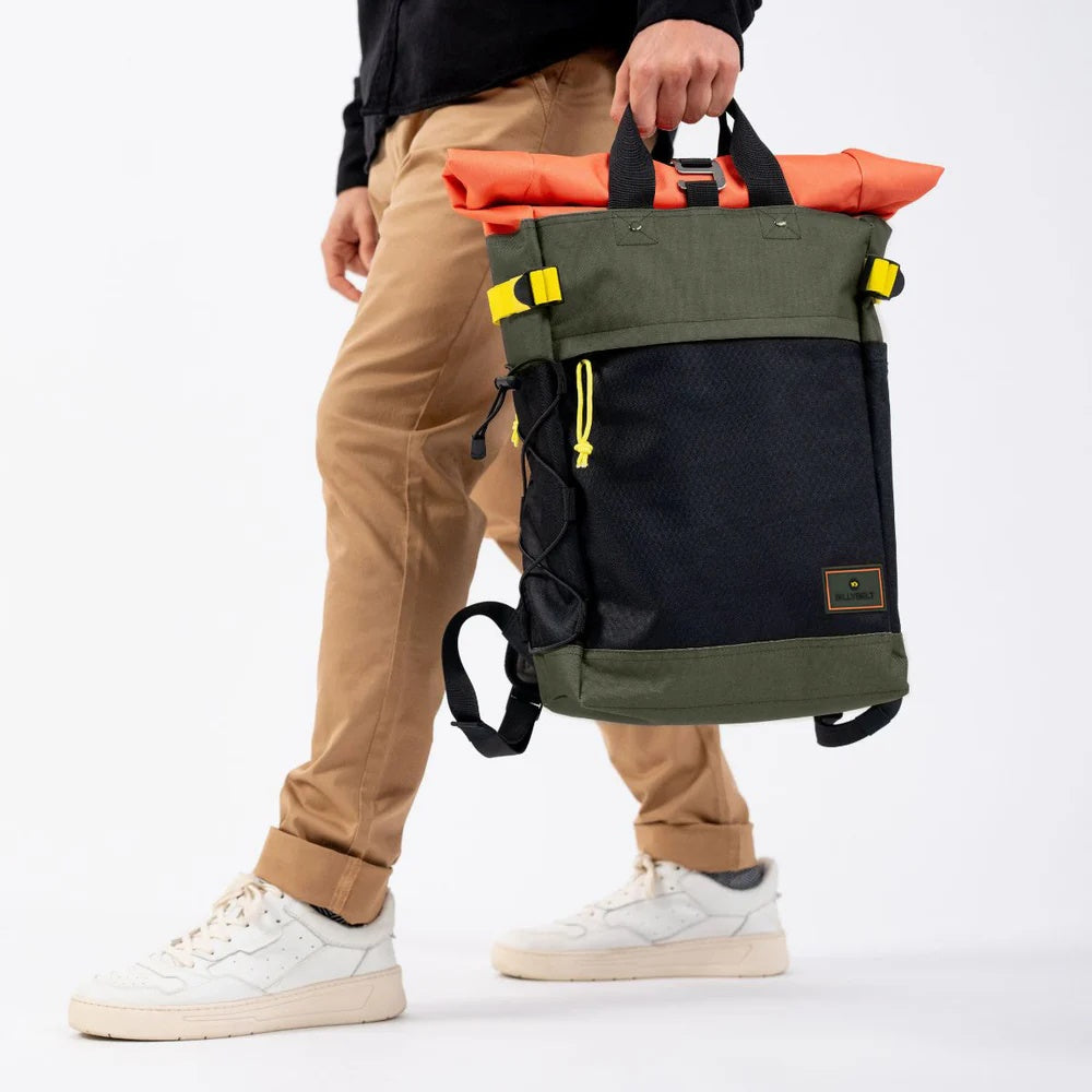 Rolltop Backpack - Khaki/Orange