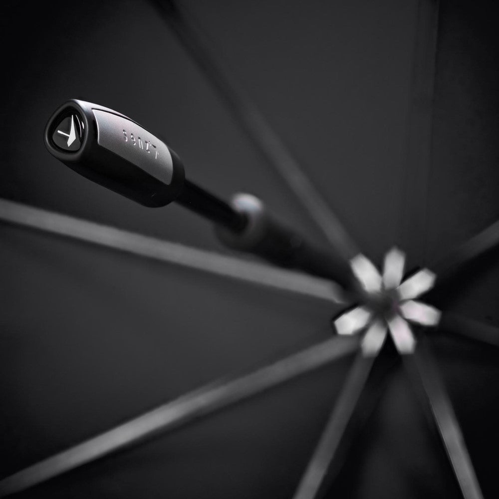 Pure Black Reflective Stick Storm Umbrella - Large