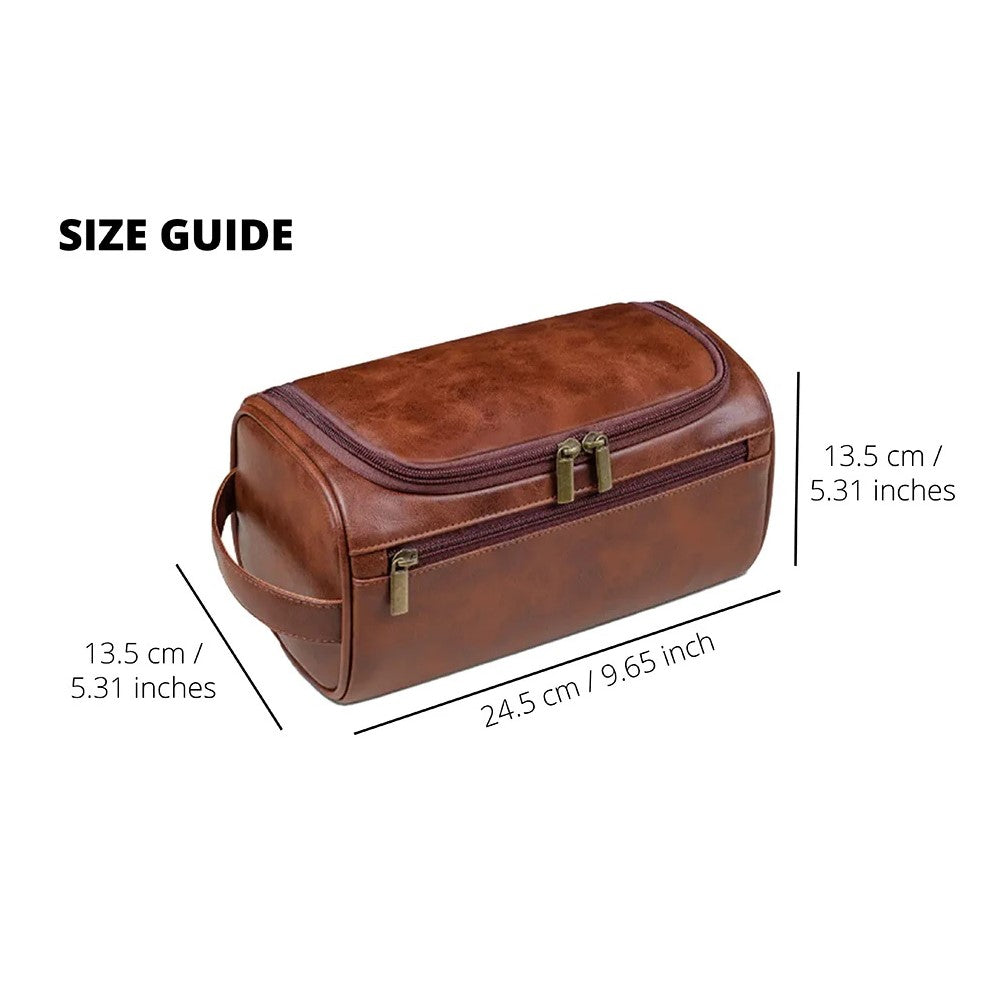 Toiletry Bag - Brown Leather
