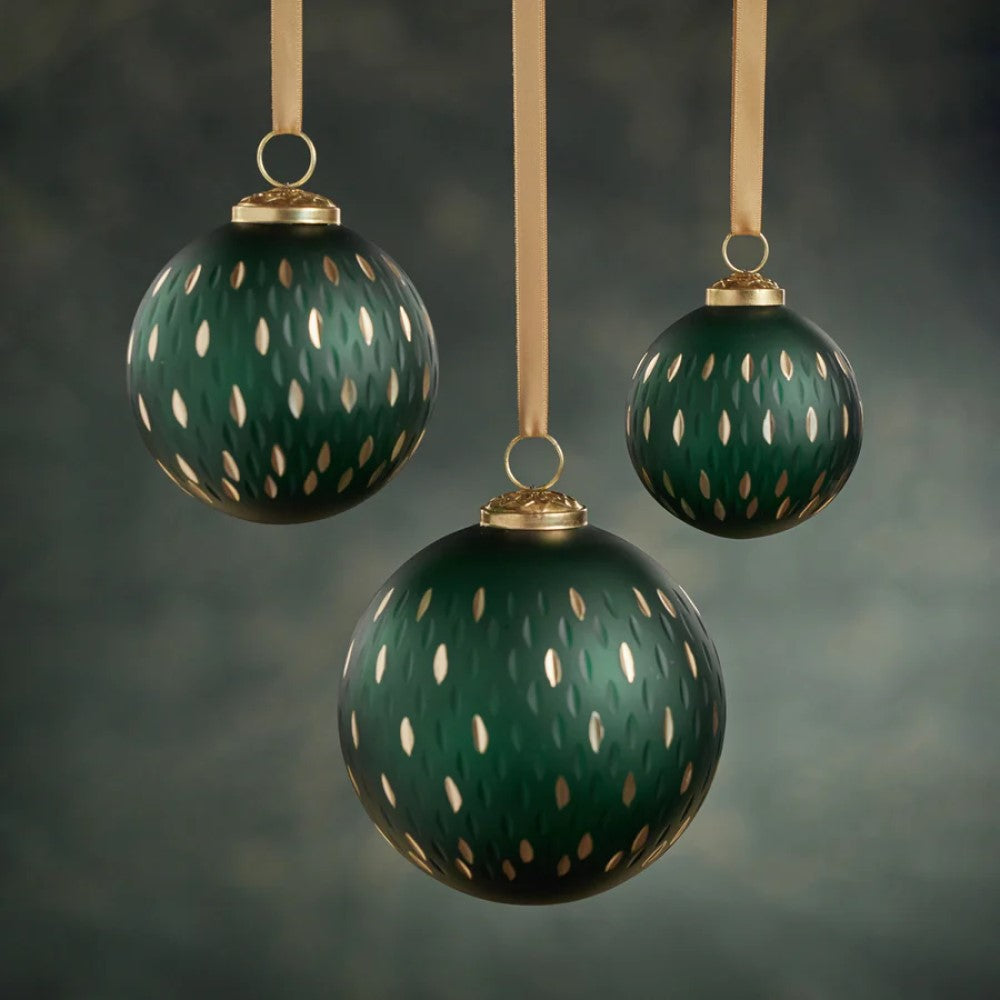 Gold Glass Ornament - Green