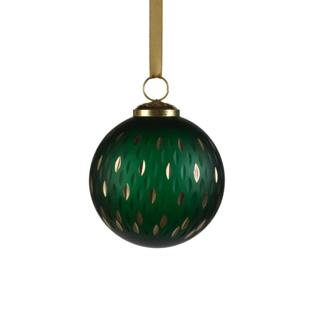 Gold Glass Ornament - Green