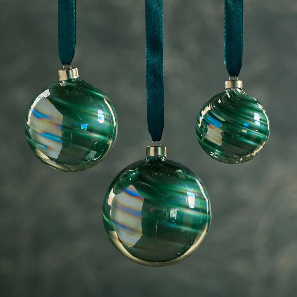 Pearl Luster Ball Ornament - Green