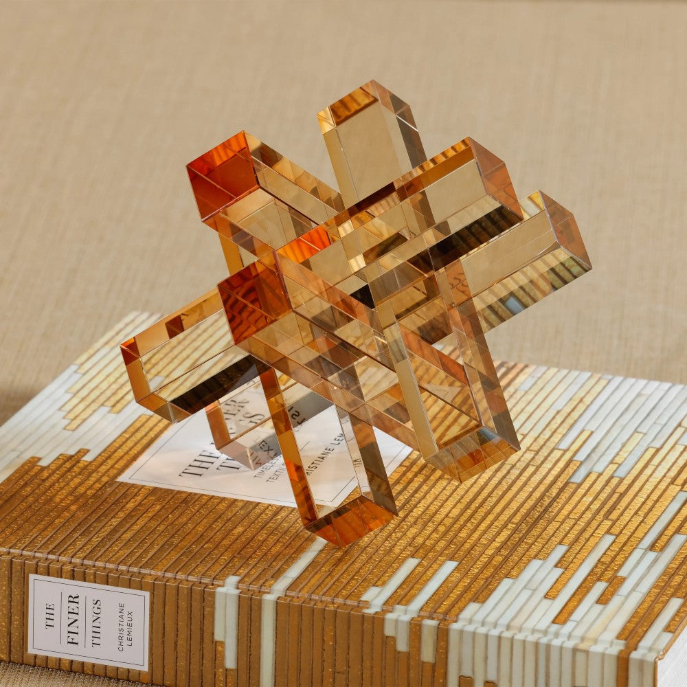 Crystal Glass Bookend - Light Amber