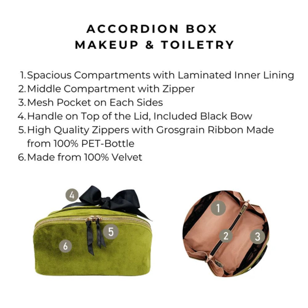 Accordion box make up &amp; toiletry - Green velvet