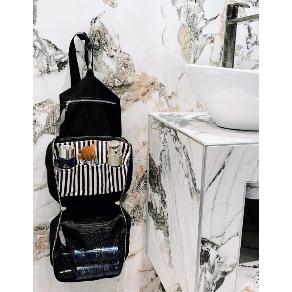 Folding/ hanging toiletry case - Black