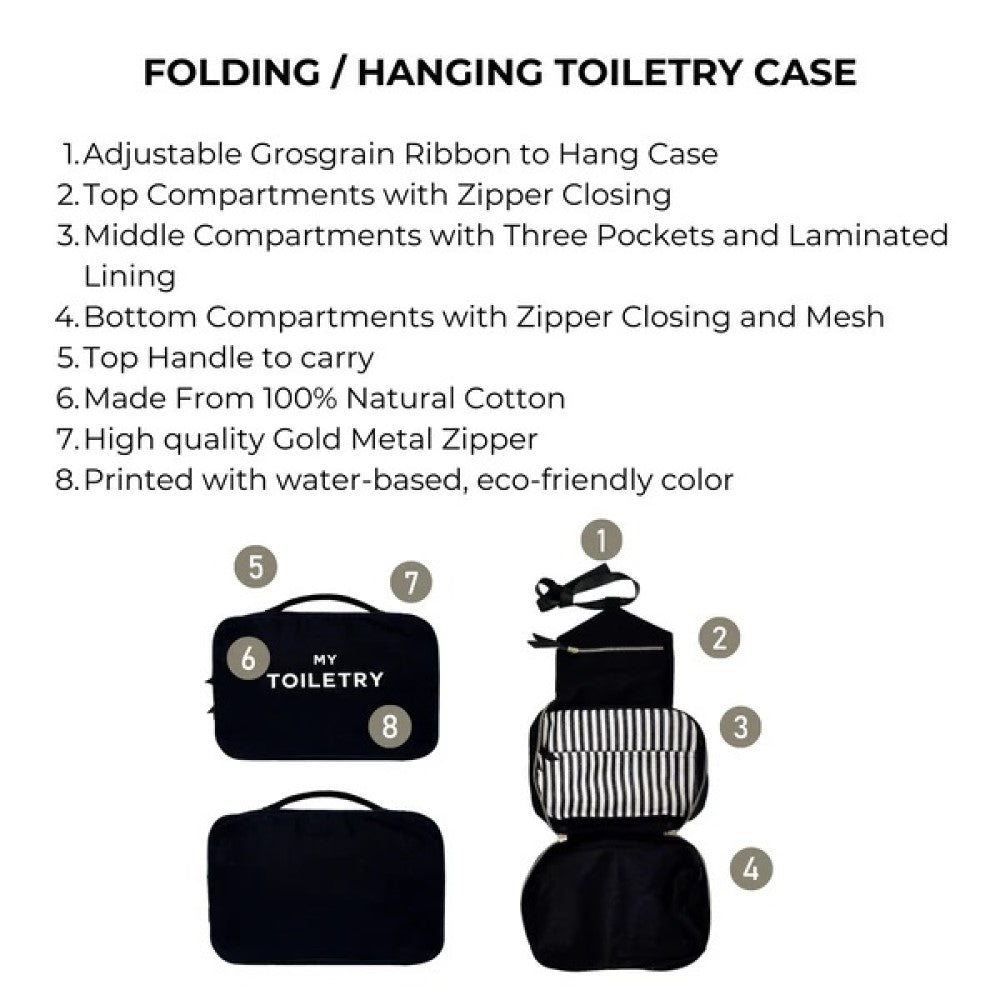 Folding/ hanging toiletry case - Black